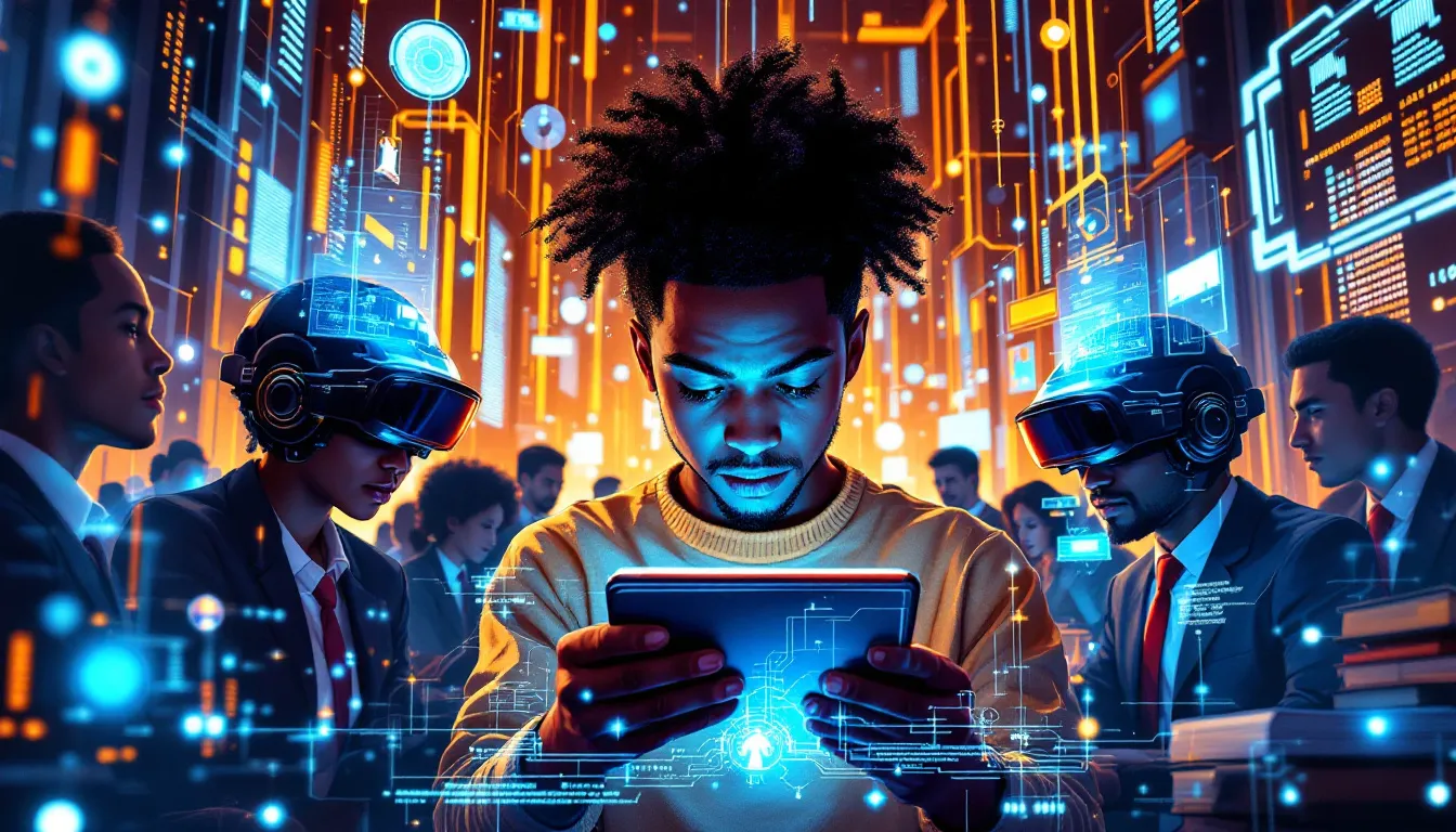 An illustration showcasing the ethical use of AI in higher education, focusing on human rights and ethical considerations.