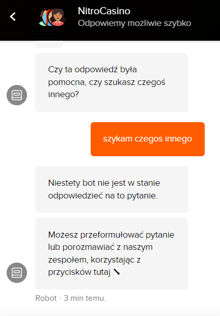 Nitro Casino: funkcjonalność czatu na żywo