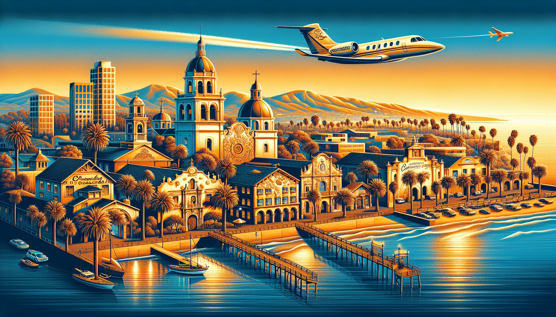 Illustration of historical sites and museums in Oceanside, California