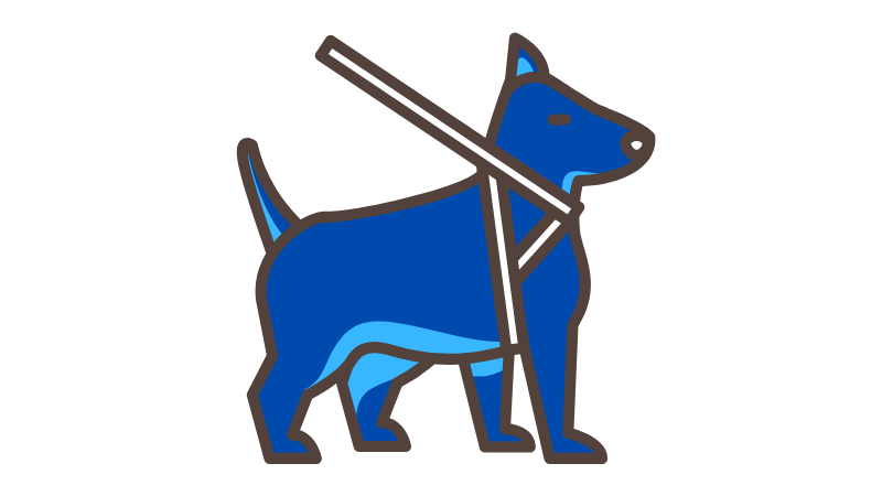 Graphic representation of a blue service dog. 