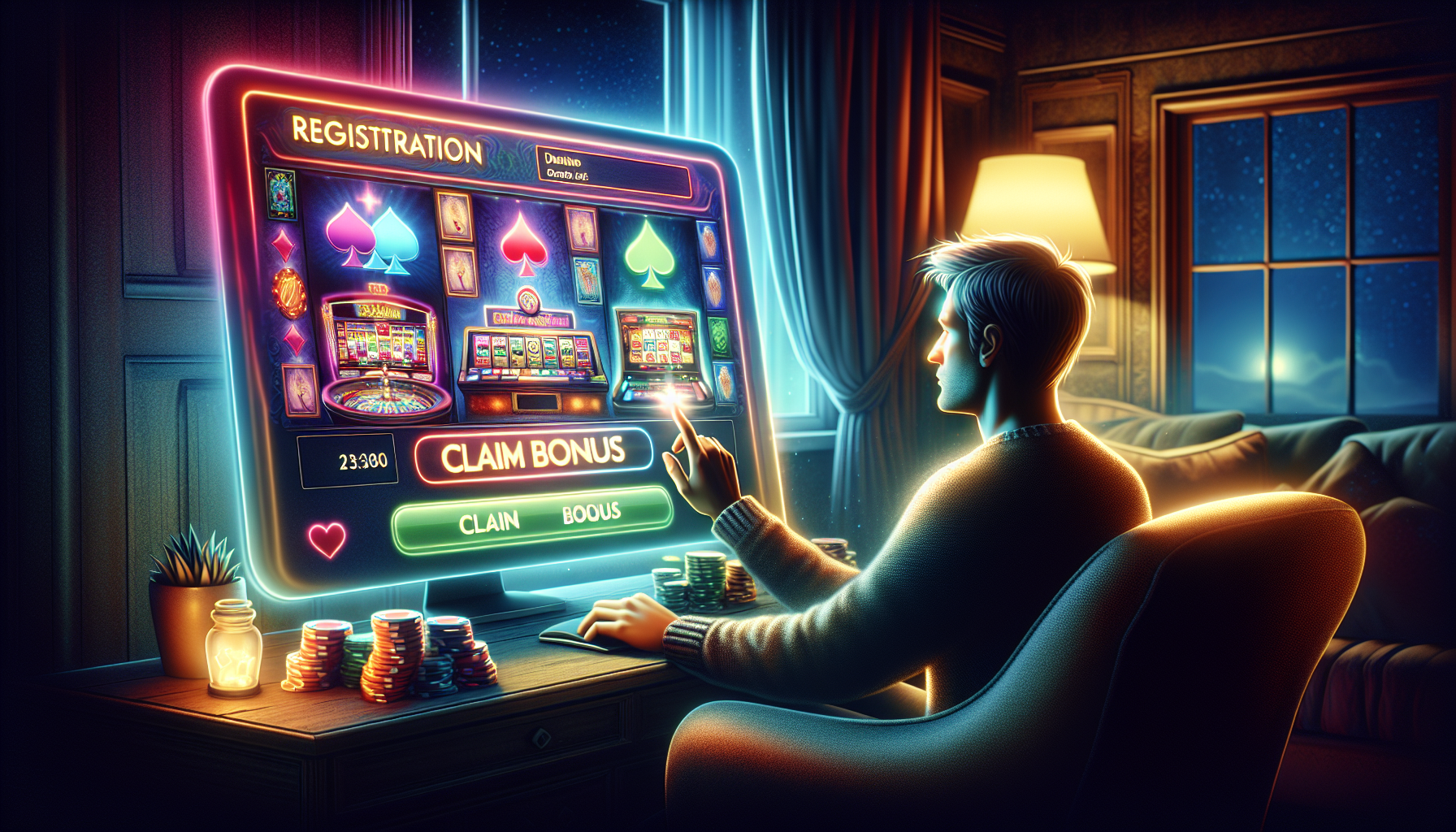 Illustration of a person registering for an online casino account