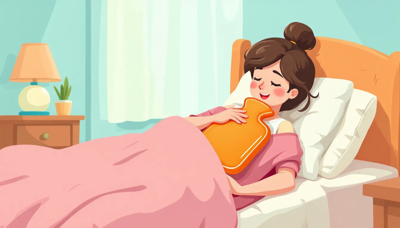 A person using a hot water bottle to relieve constipation.