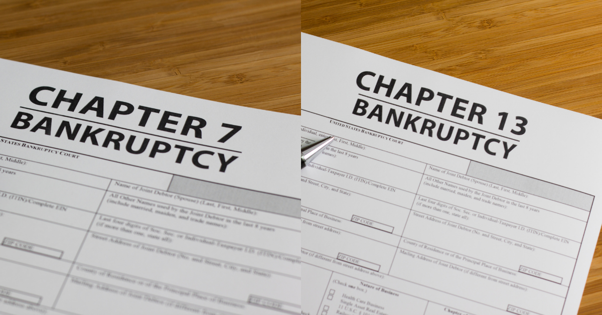 Visual representation of the differences between Chapter 7 and Chapter 13 bankruptcy discharge.