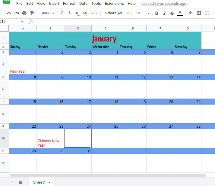 Beginners Guide: Google Sheets Calendar Template