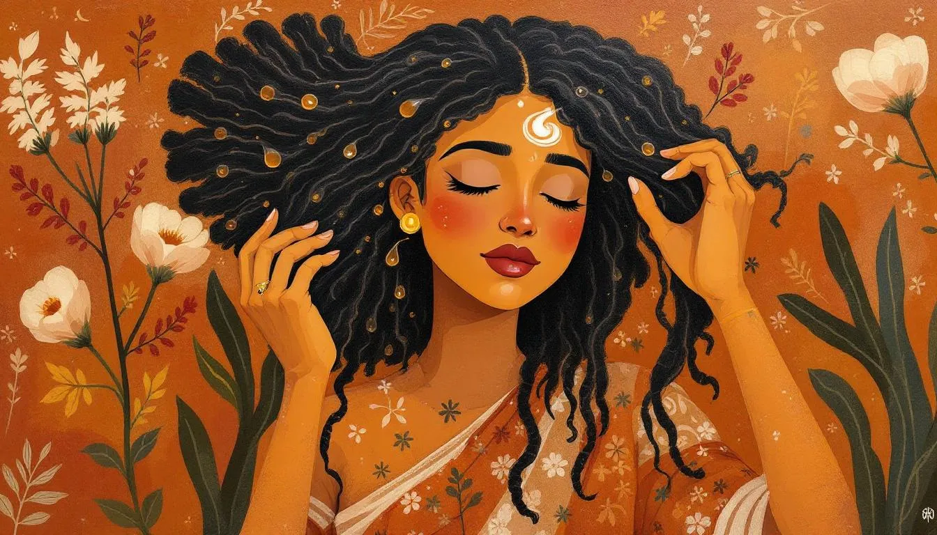 A person applying batana oil to their hair, showcasing its benefits for hair growth.
