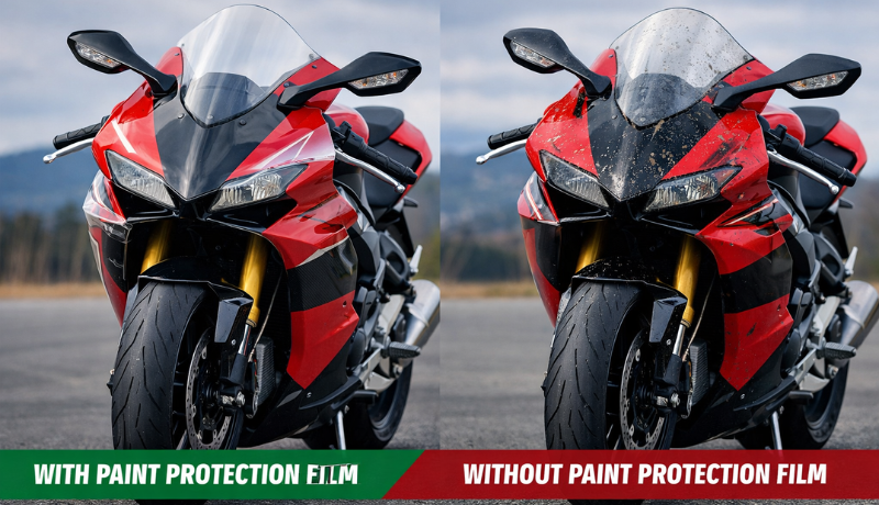 Xpel PPF motorcyle vs without PPF
