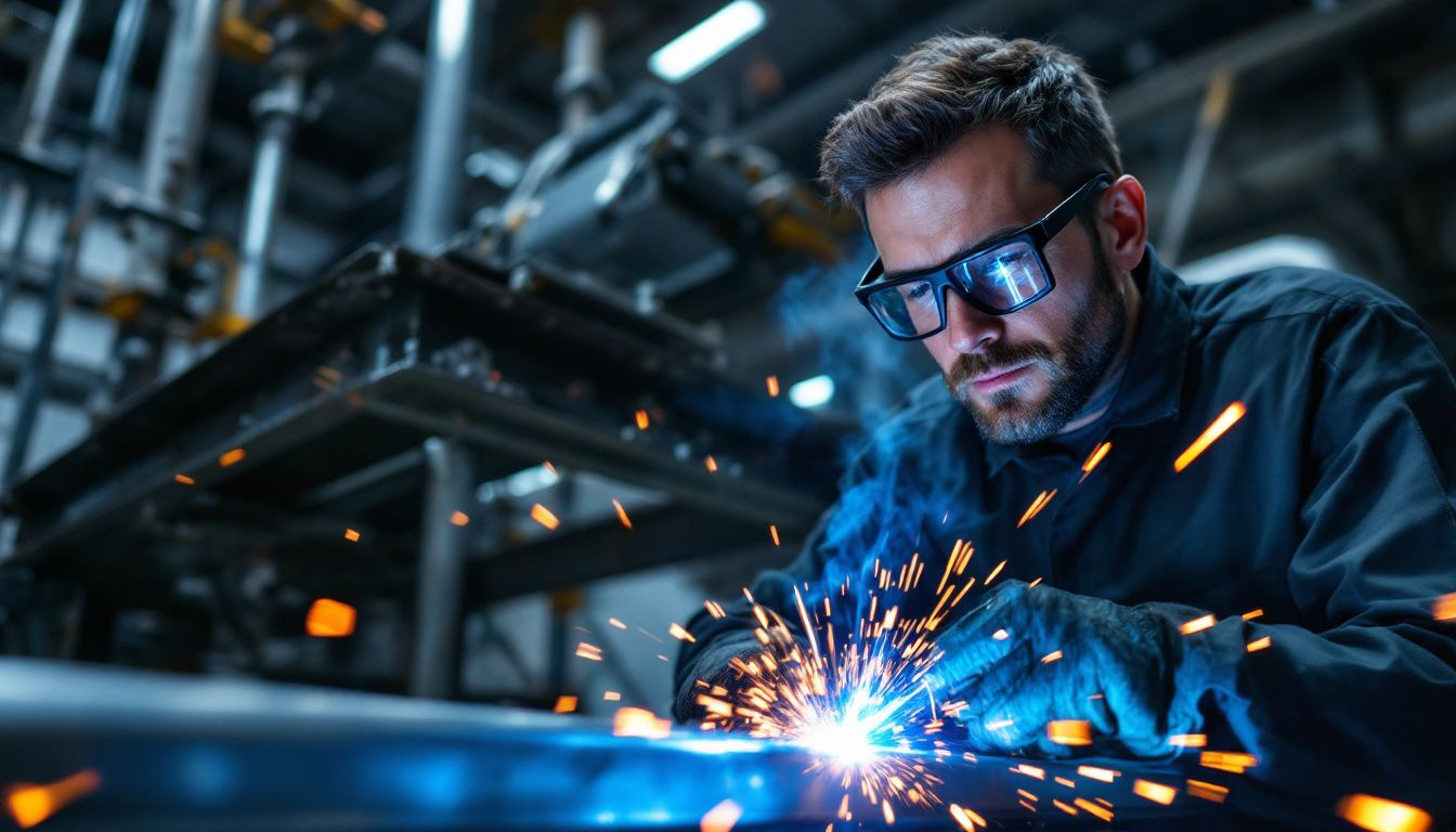 A skilled welder demonstrating the TIG welding process.