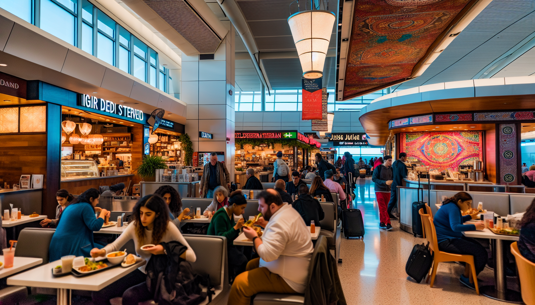 Dining options at Terminal B, Newark Airport