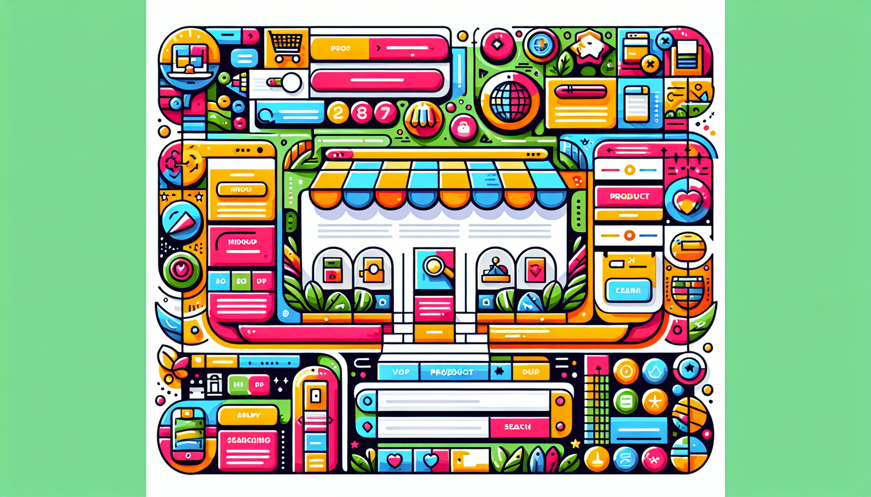 A visual representation of an optimized Shopify store structure with highlighted sections.