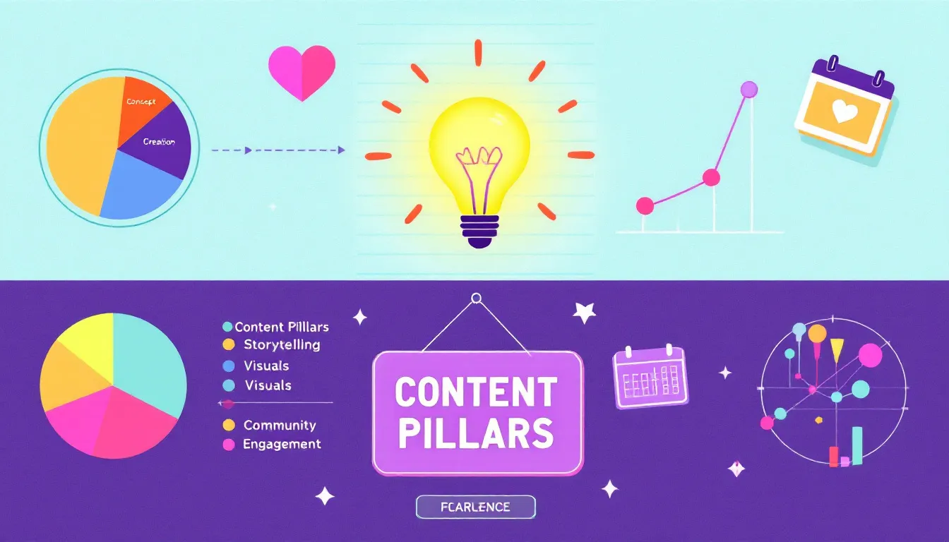 A creative workspace filled with engaging content ideas for social media.
