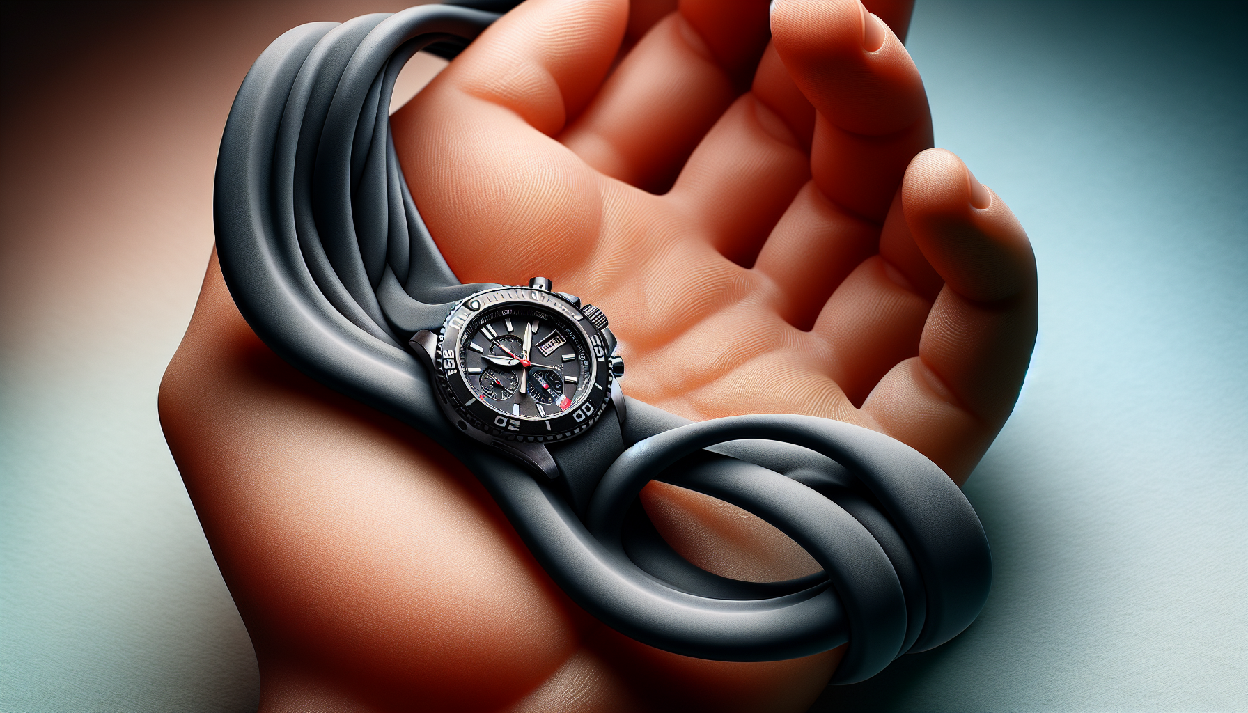 Artistic representation of a durable and comfortable rubber material used in Tropic watch straps
