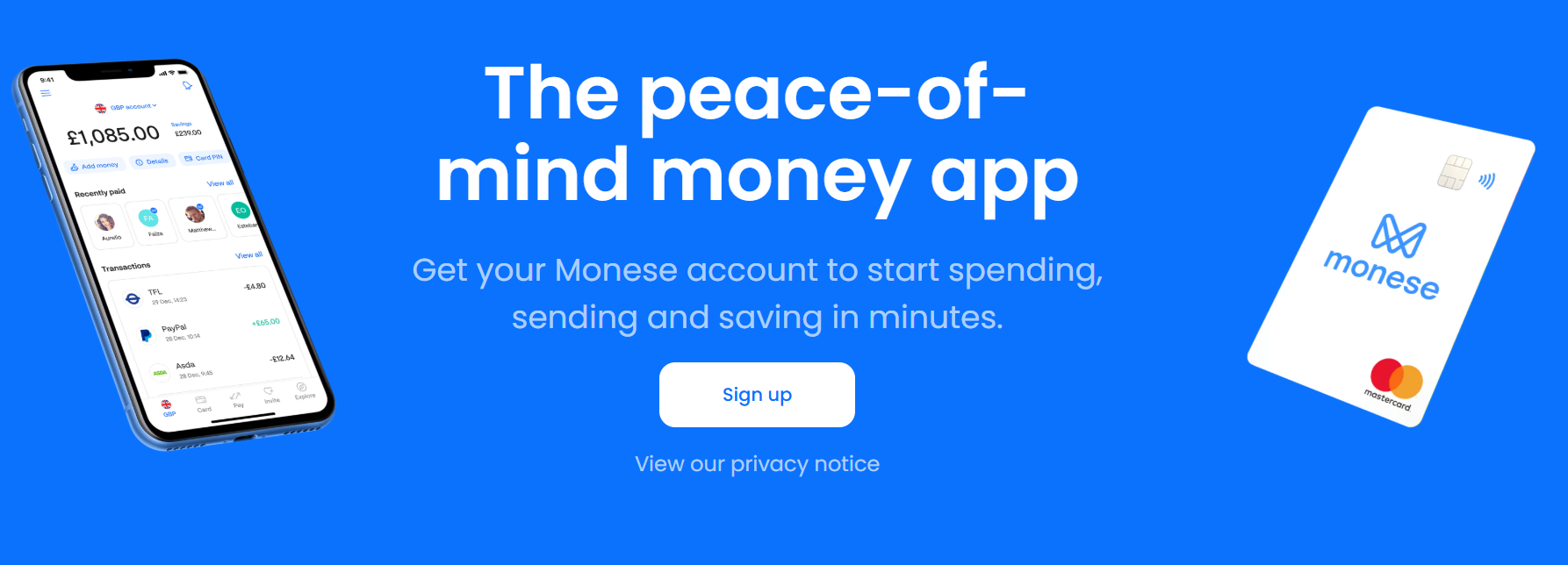 Monese virtual cards