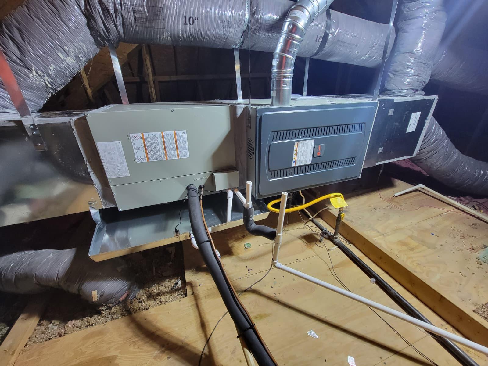 Attic AC installation of Trane HVAC 3 Ton in Plano , TX