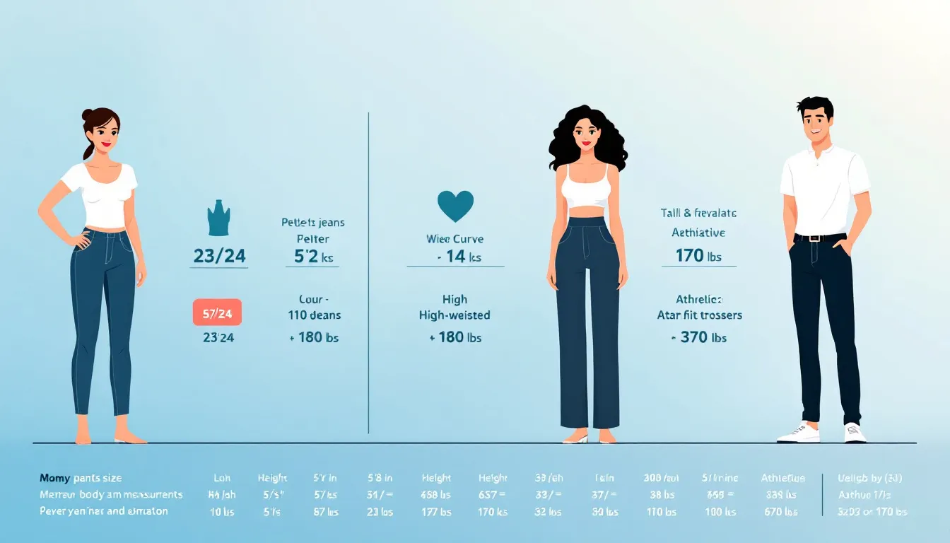 different body types and their specific pant size