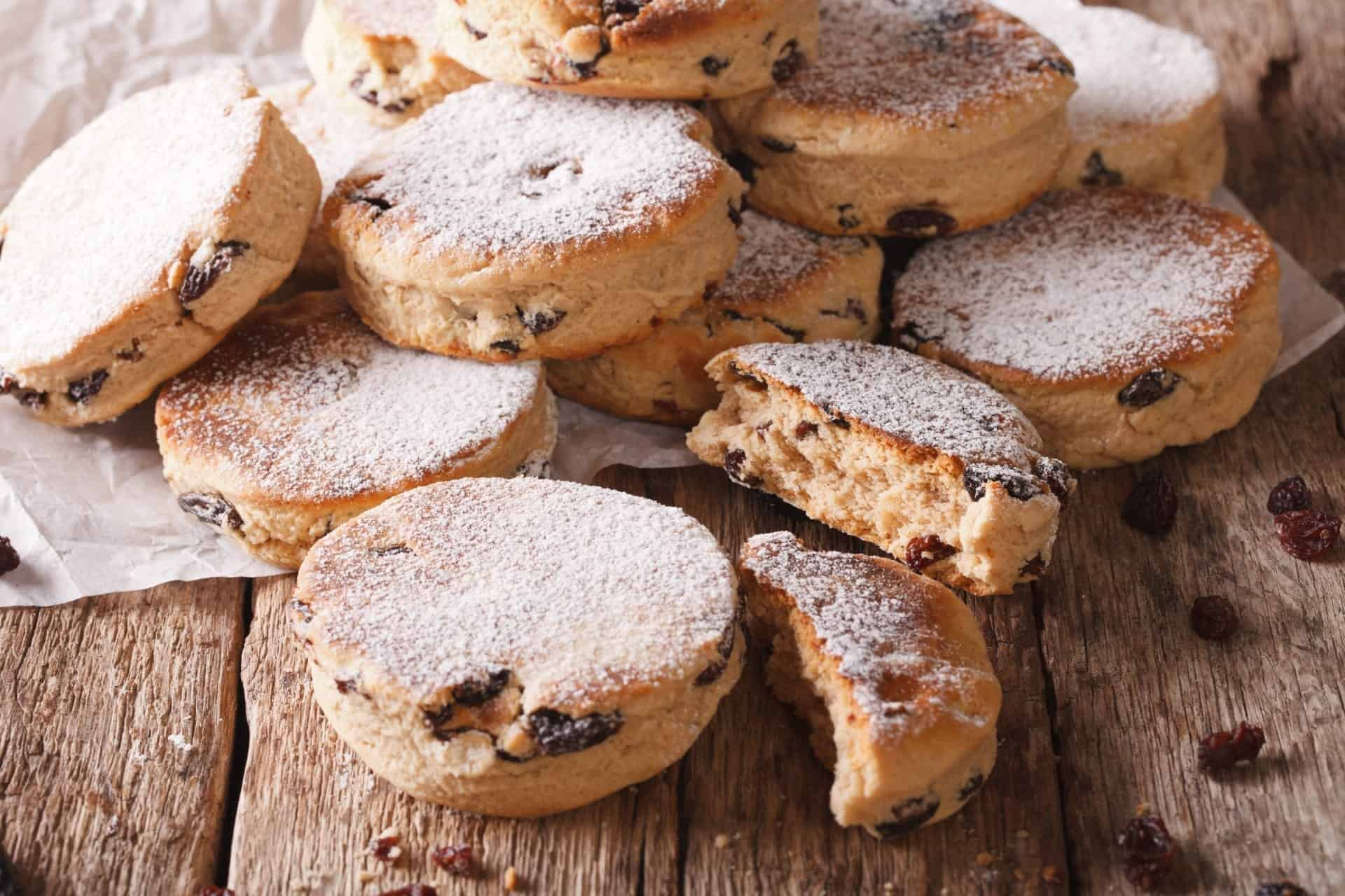 Welsh Cakes sprinkled with sugar on top