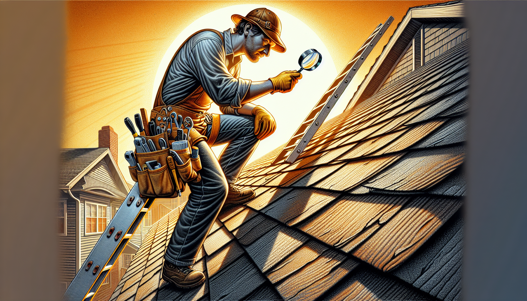 Illustration of a roofer conducting a free inspection