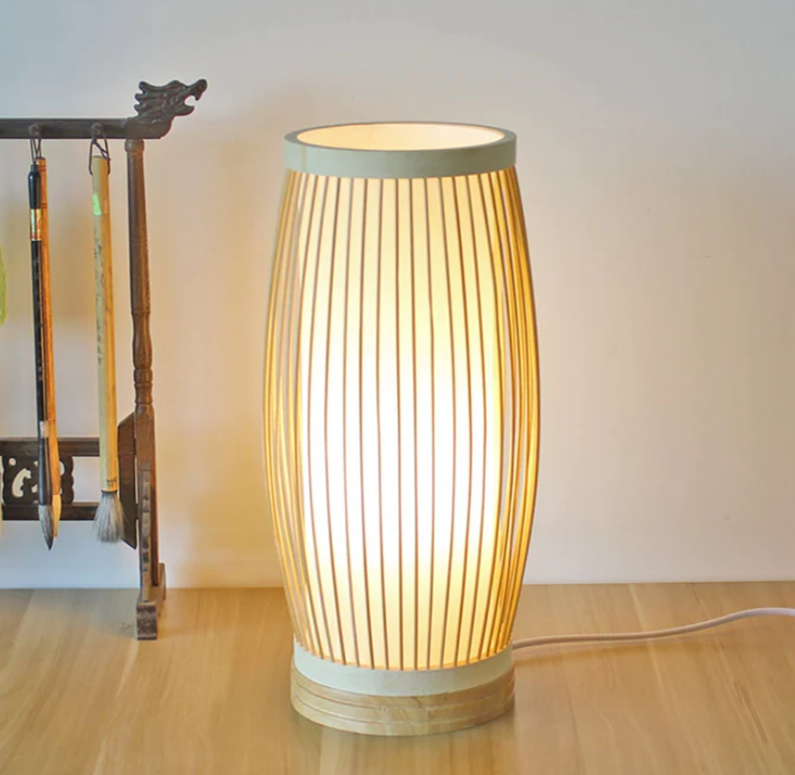 vertical bamboo rattan floor lamp