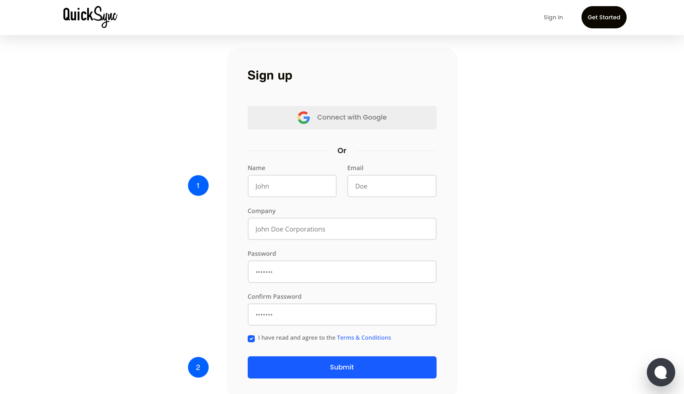 Sign Up For QuickSync