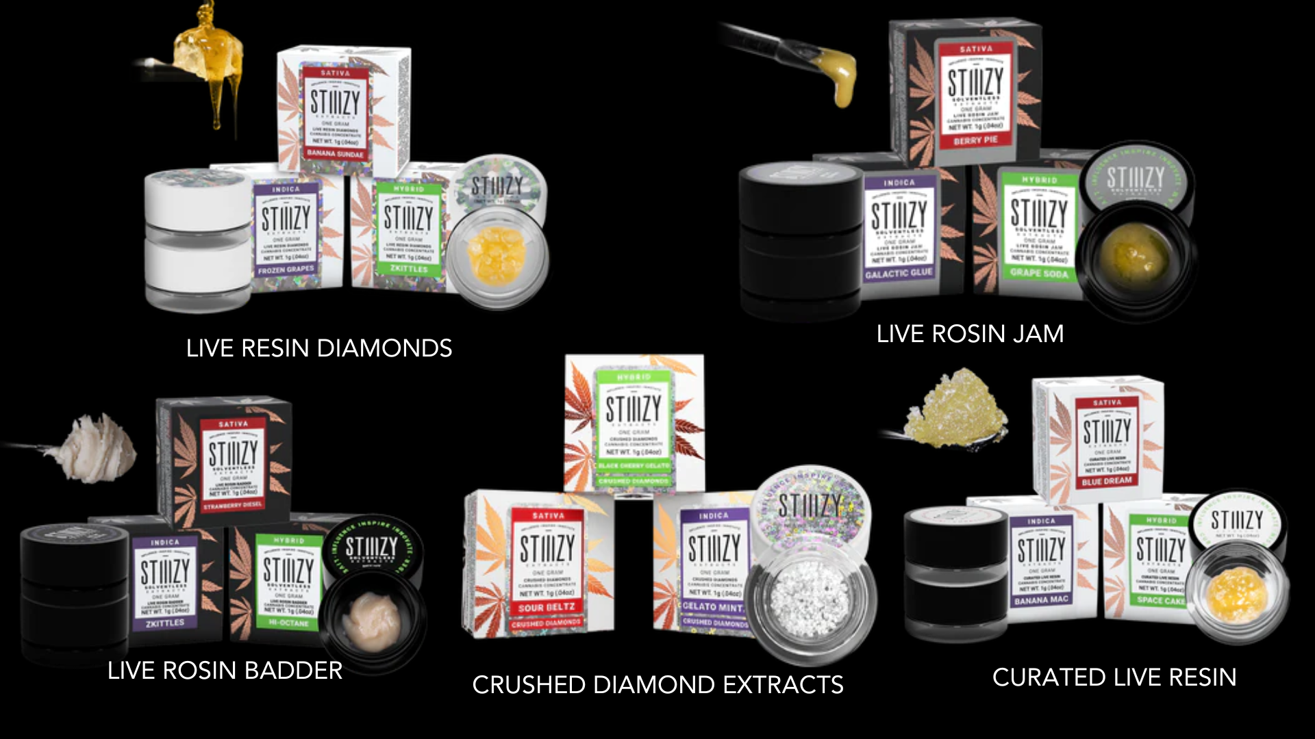 STIIIZY products that are cannabis concentrates and extracts