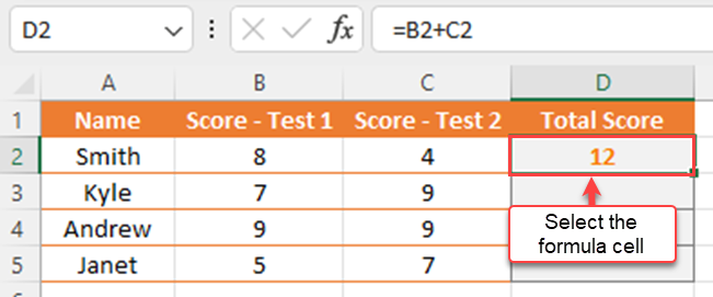 Select the formula cell that you want to apply