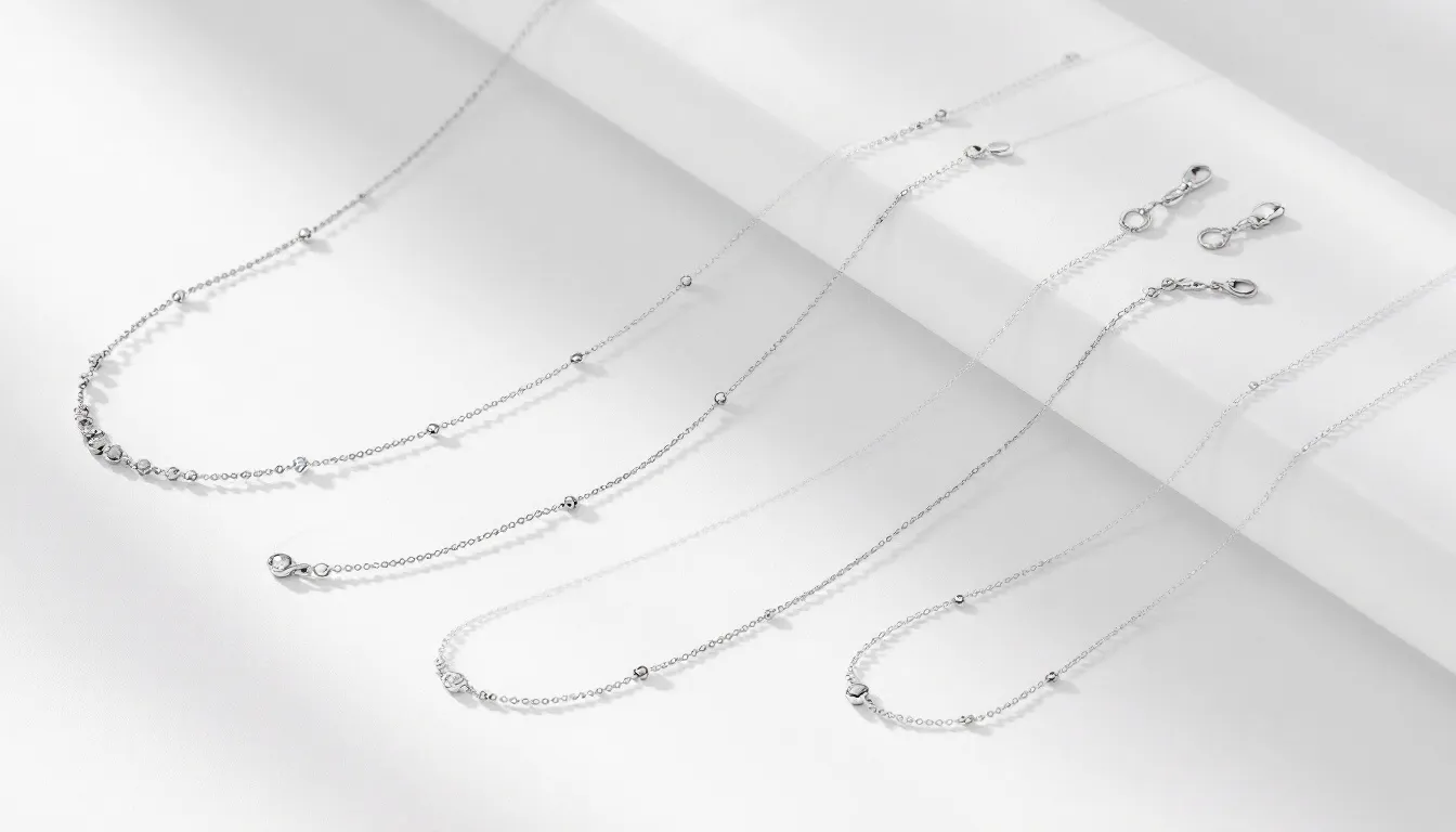 The image showcases a wide collection of sterling silver adjustable anklets, featuring various designs suitable for both children and adults. Each piece highlights the elegance of silver, making them a perfect addition to any jewelry collection.