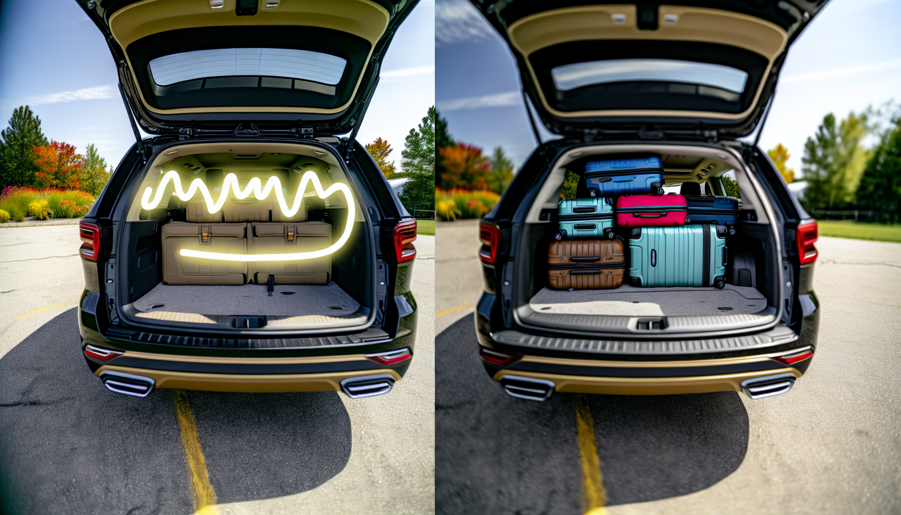 Cargo space comparison of Wagoneer vs Telluride