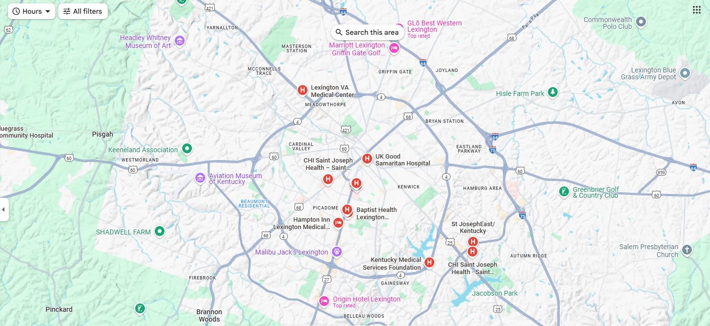 Google Map Image of Romantic hotels in lexington ky nearby Hampton Inn Nicholasville