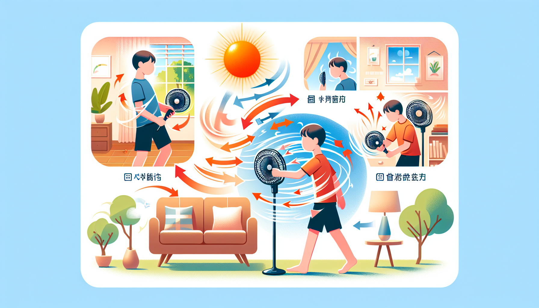 An illustration of practical tips for using hand held fans effectively.