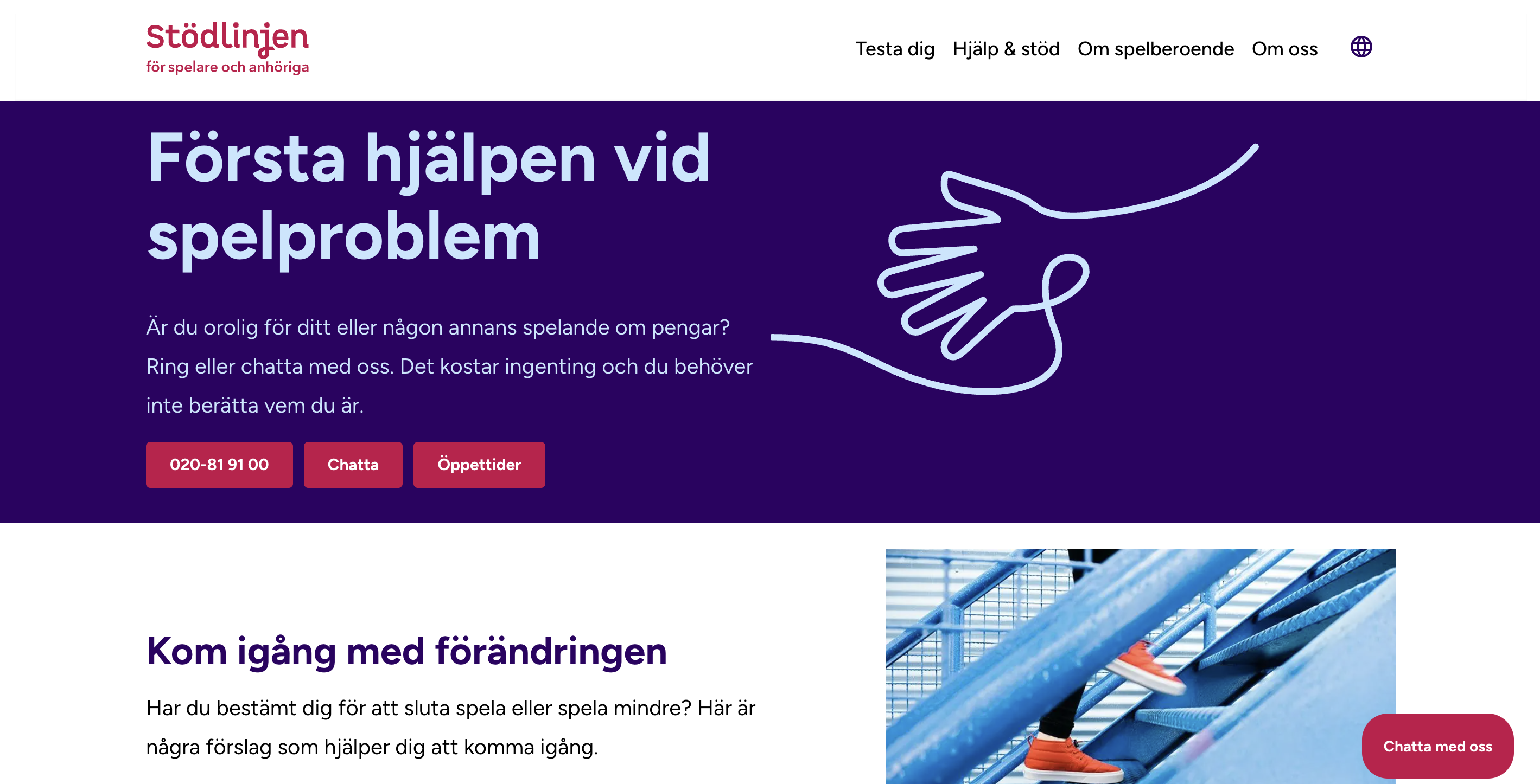 Hjälp och stöd vid spelproblem i Sverige via Stödlinjen för spelare som behöver hjälp med ansvarsfullt spelande.