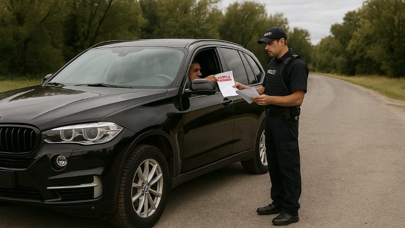 A car owner providing medical documents that legally exempts him from restriction of dark tinted windows