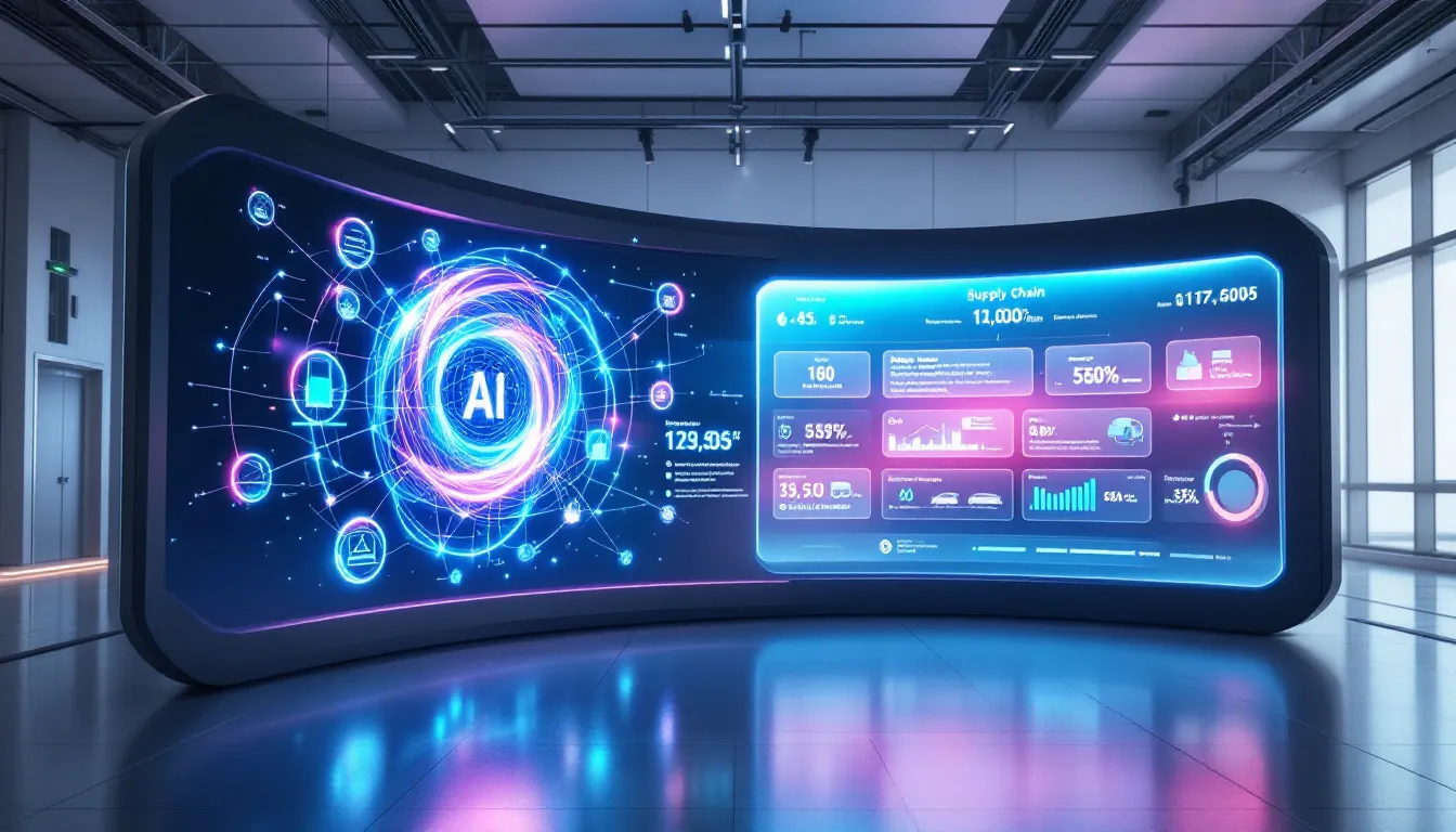 A visual representation of leveraging AI for sustainable supply chain practices.