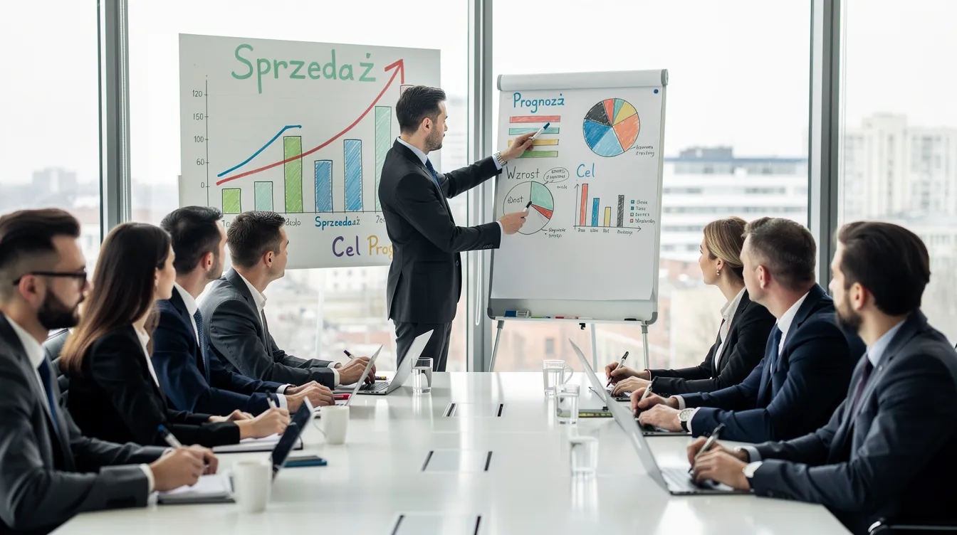 Na obrazie widoczne są osoby uczestniczące w spotkaniu biznesowym, które analizują wykresy umieszczone na tablicy. W tle można dostrzec notatki oraz narzędzia do tworzenia oprogramowania, co sugeruje, że omawiane są aspekty związane z bezpieczeństwem aplikacji i weryfikacją danych wejściowych.