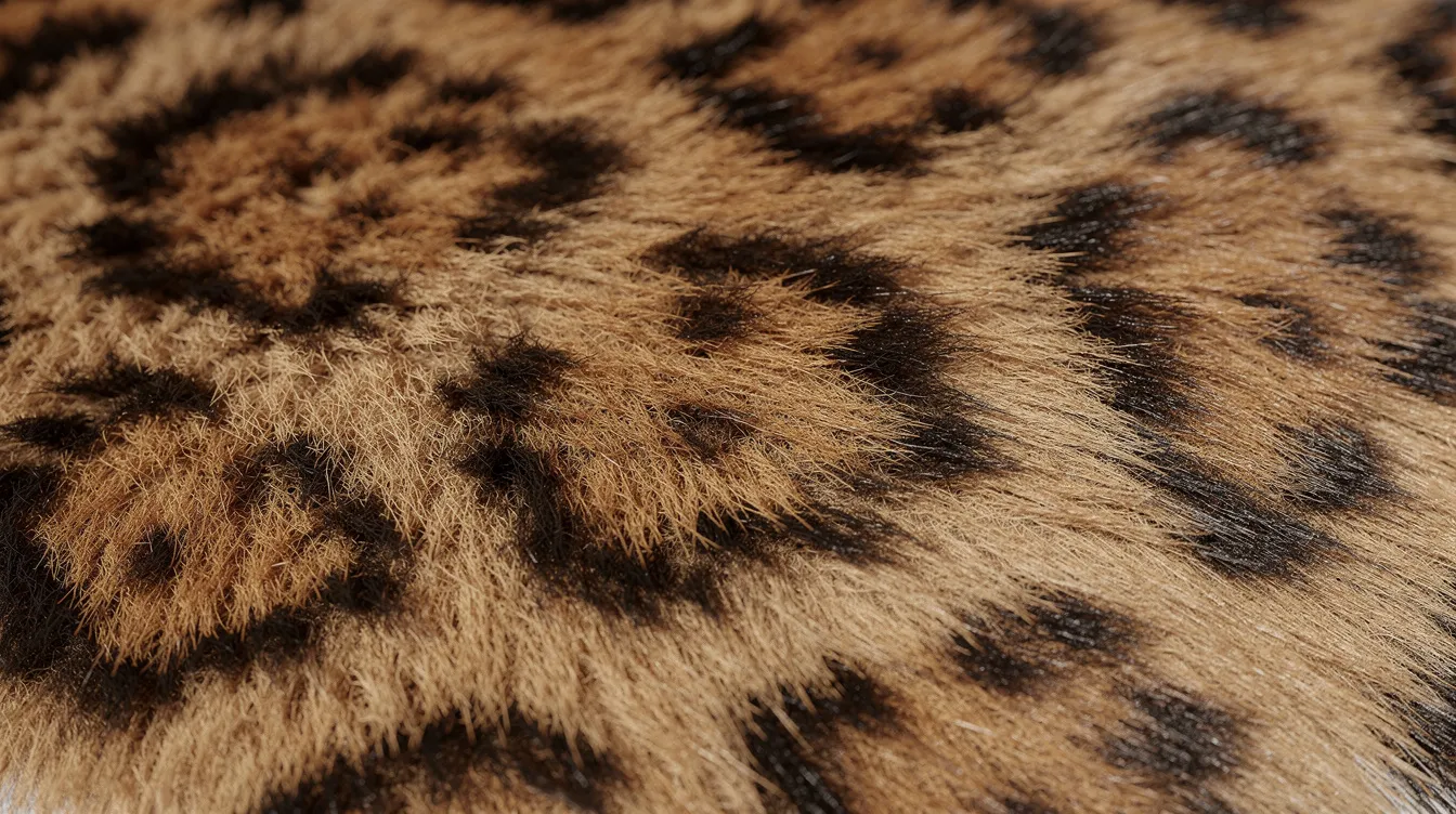 Die Detailaufnahme zeigt das auffällige Fellmuster einer Großkatze, wahrscheinlich eines Jaguars oder Leoparden, mit klar erkennbaren Rosetten auf goldenem Fell. Diese charakteristischen Flecken unterscheiden sich in Form und Anordnung und sind ein wichtiges Merkmal zur Unterscheidung zwischen diesen beiden Arten der Panthera-Gattung.