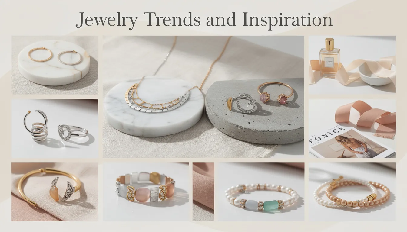 This image showcases a beautifully curated collection of stunning jewelry pieces, including rings, necklaces, and earrings, perfect for the holiday season. The vibrant display highlights various styles and materials, offering inspiration and ideas for thoughtful gifts that express personal style and joy.