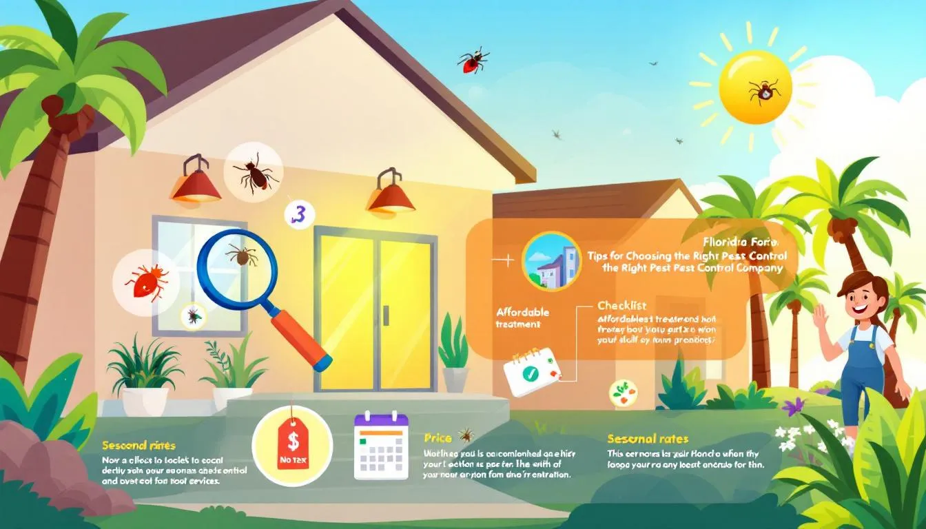 Guidelines on how to choose the right pest control company in Florida, with visual tips.