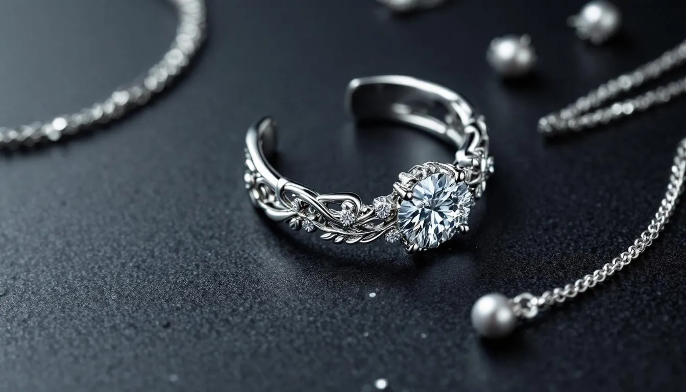 A close-up of argentium silver jewelry showcasing its shine and quality.