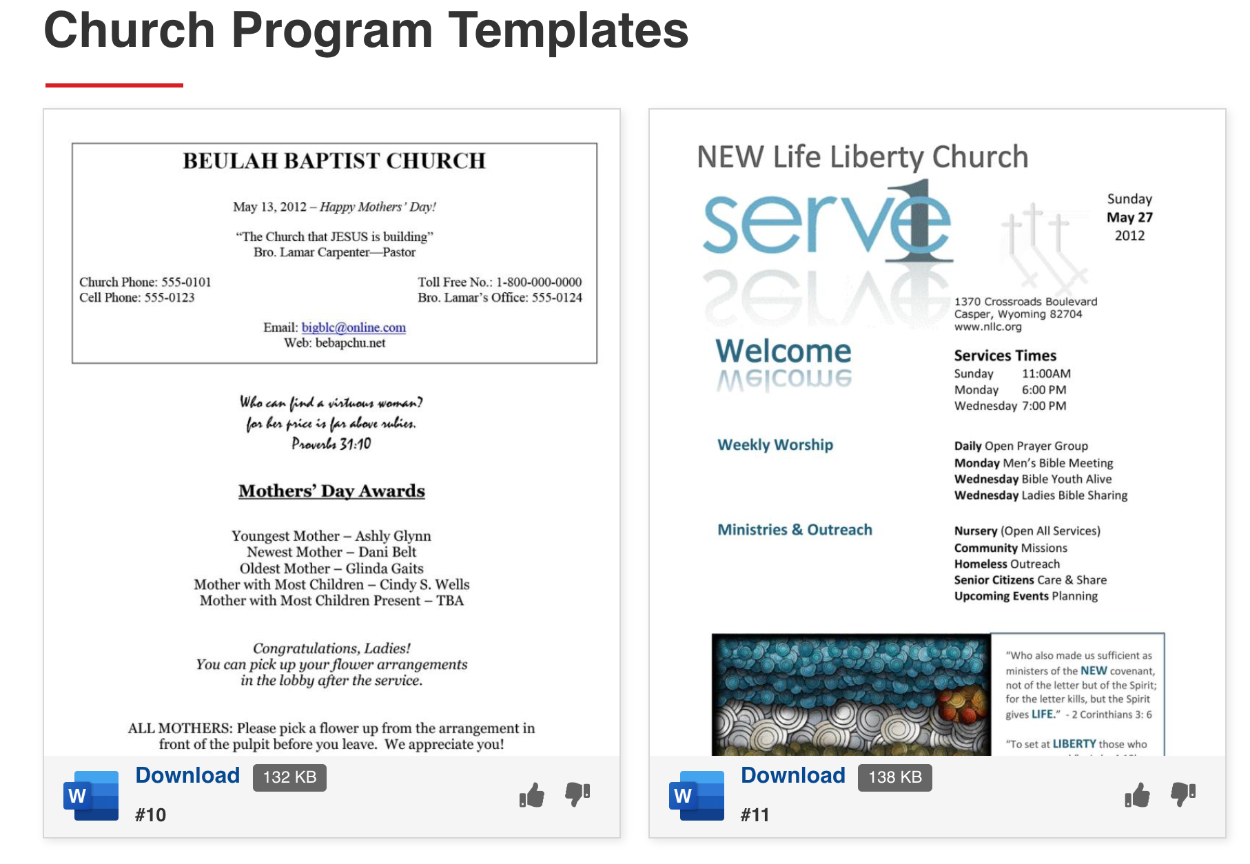 Free Church Bulletin Templates For Word