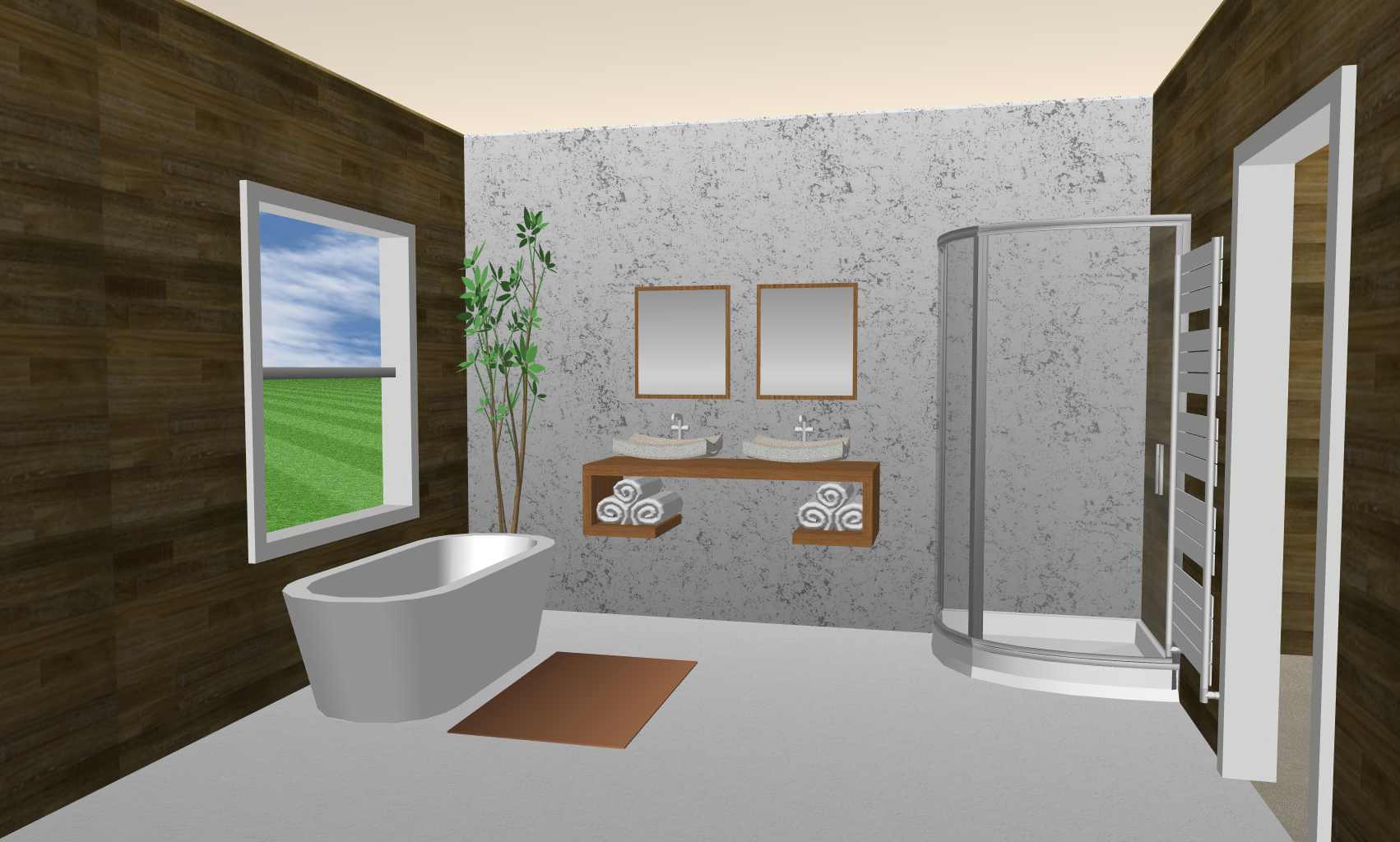 Plan 3D rénovation salle de bain 9 m2