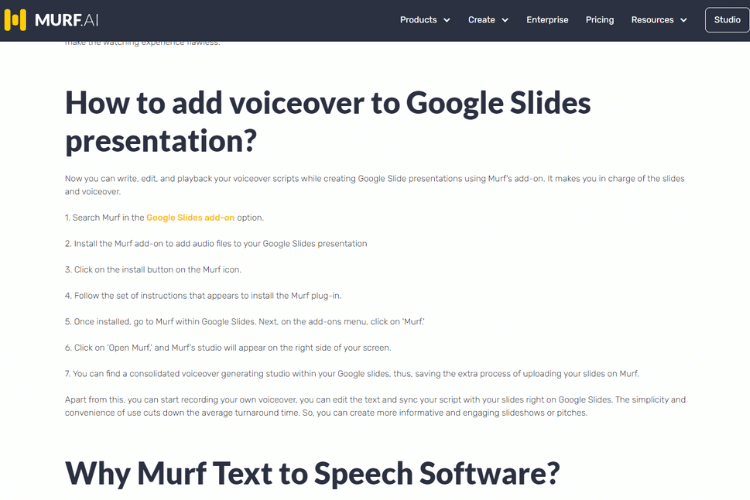 Voiceover Google Slides Murf Ai