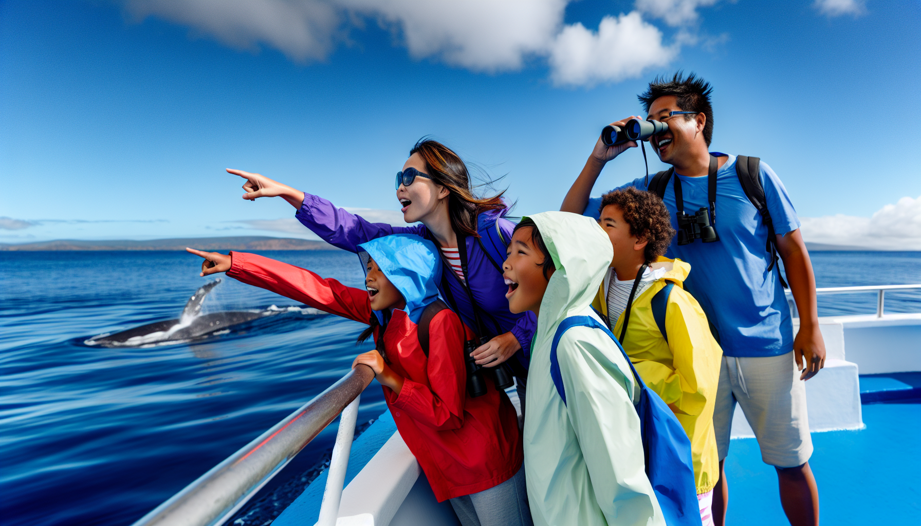 Family enjoying whale watching in Magdalena Bay