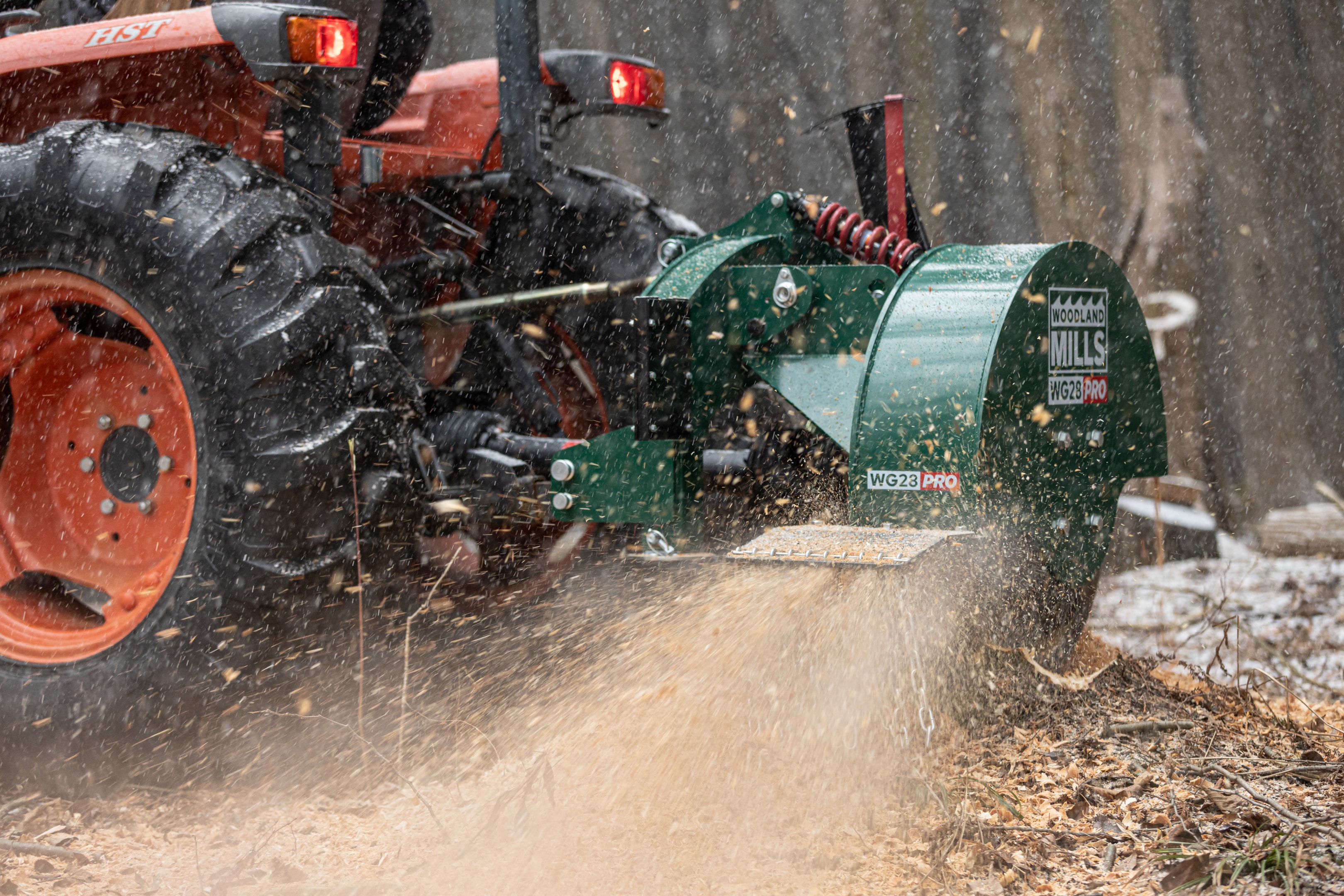 A Woodland Mills WG28 PRO Stump Grinder, with great depth control for taking out underground root systems. 