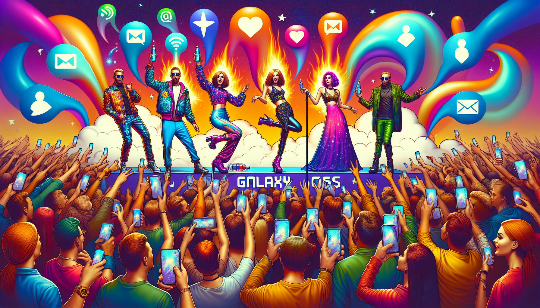 A cartoon showing celebrity influence on galaxy gas trends.