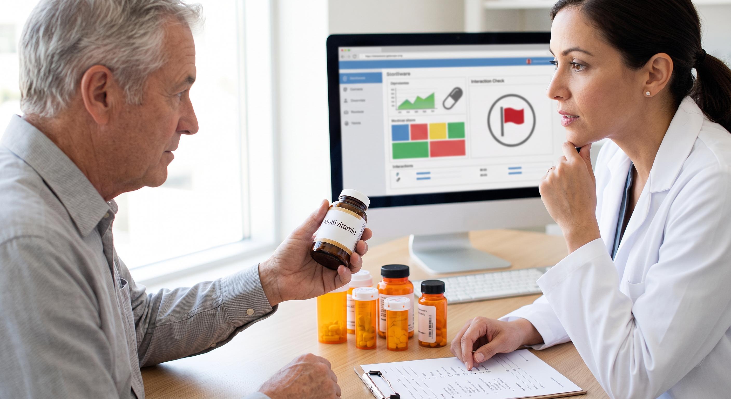 Patient consulting doctor about supplement use,