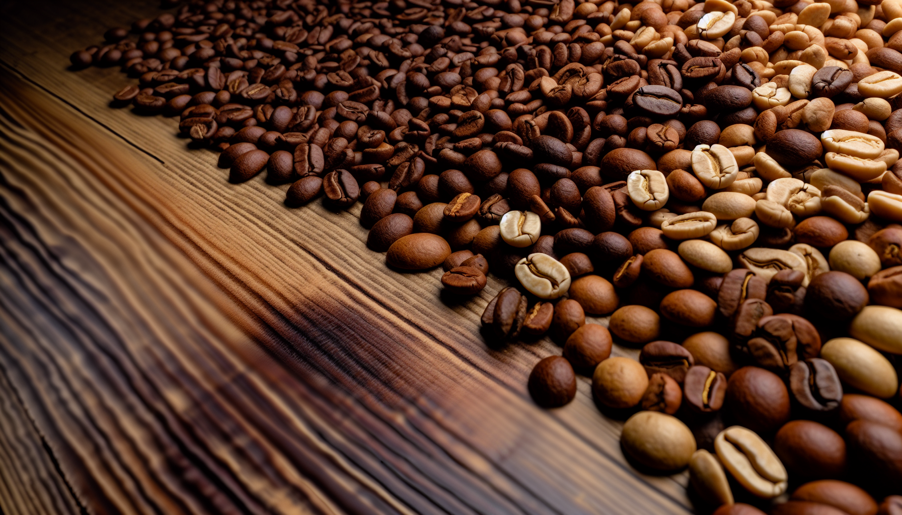 A variety of organic coffee beans