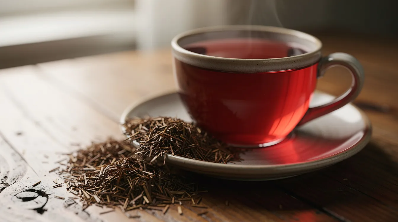 Rubinowy napar rooibos i drobny susz czerwonokrzewu afrykańskiego
