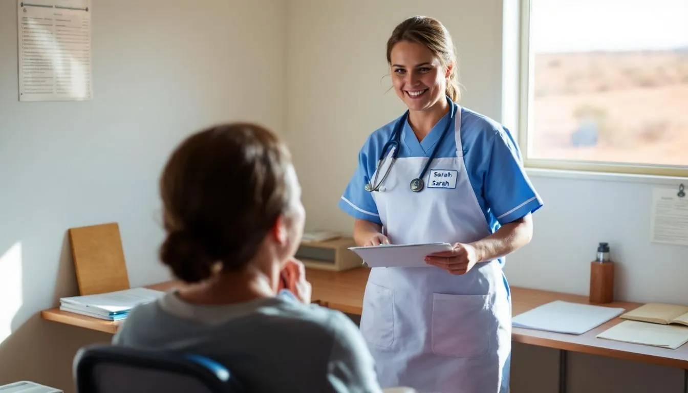 The image depicts a person engaged in work within a designated regional area of Australia, possibly in farming or healthcare, highlighting the opportunities available for skilled workers under regional visas. This setting emphasizes the importance of eligibility criteria for permanent residency and the potential for visa holders to contribute to local communities. 191 visa processing time