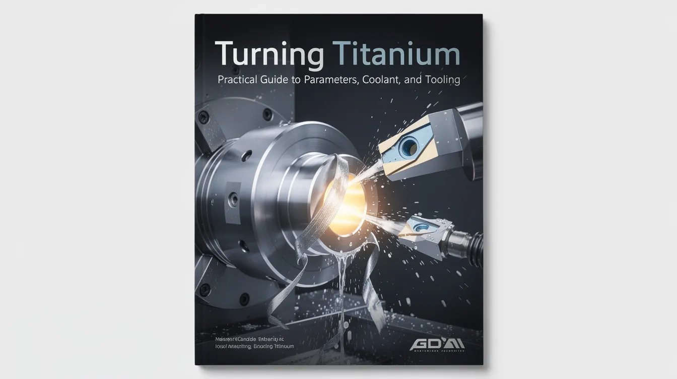 The image depicts a CNC machine engaged in the machining process of titanium alloys, showcasing a cutting tool with a sharp edge designed for high pressure coolant application. This setup highlights the importance of managing heat generation and tool wear to achieve high quality results in aerospace and medical applications.