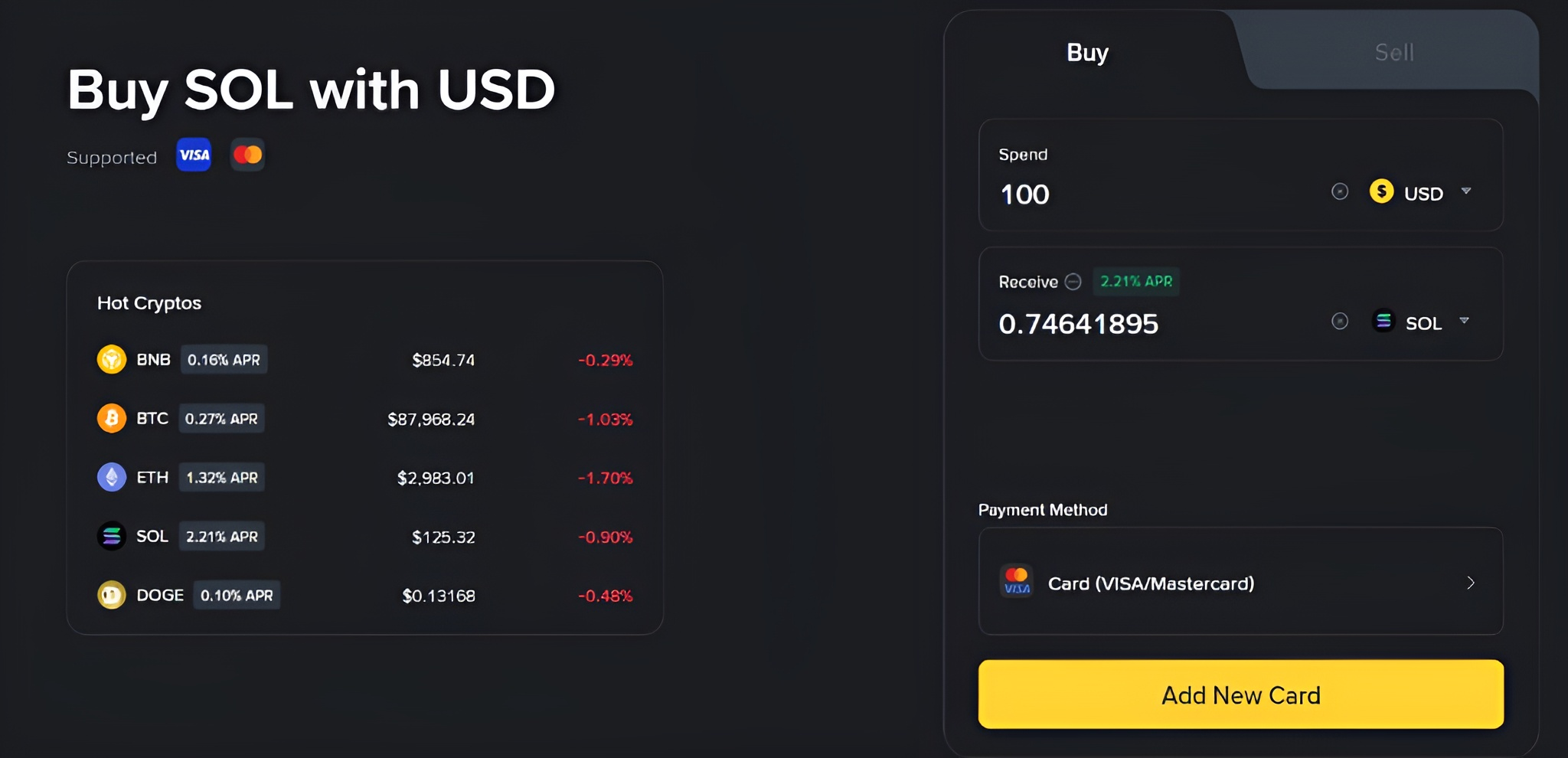 Buy Solana with a Debit Card