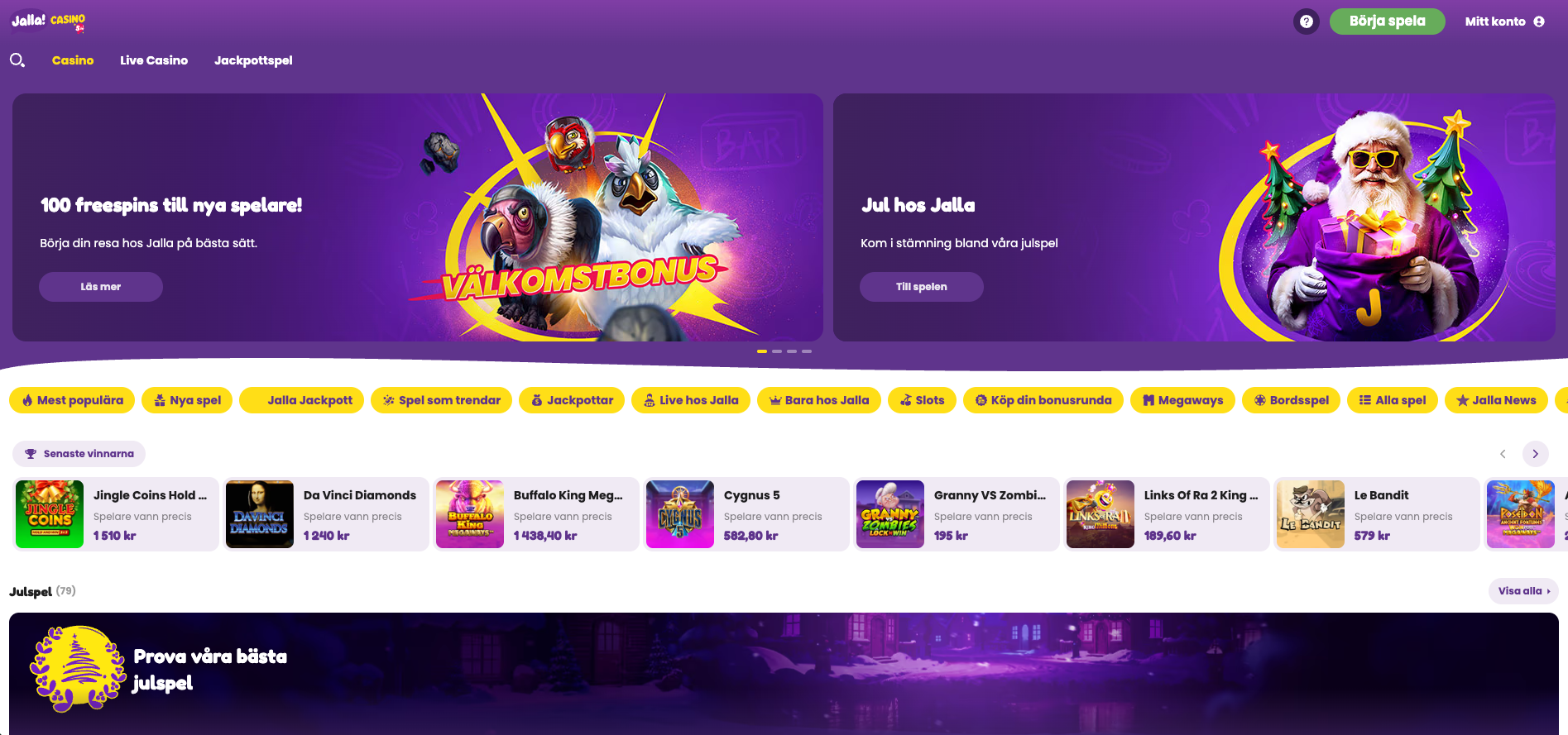 Jalla casino spelutbud