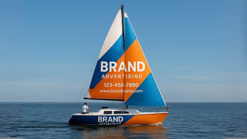 Boat wrapped in vinyl wrap for advertisement
